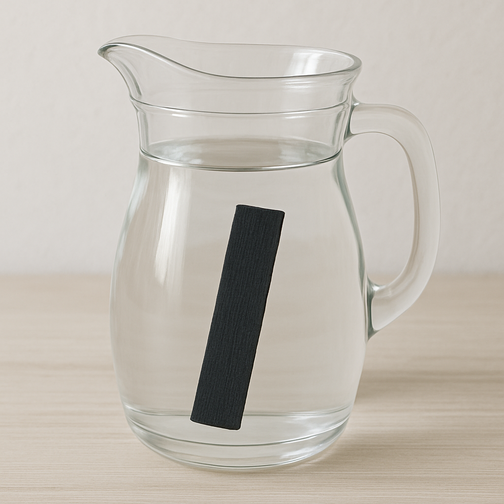 batonnet de charbon actif dans de l'eau