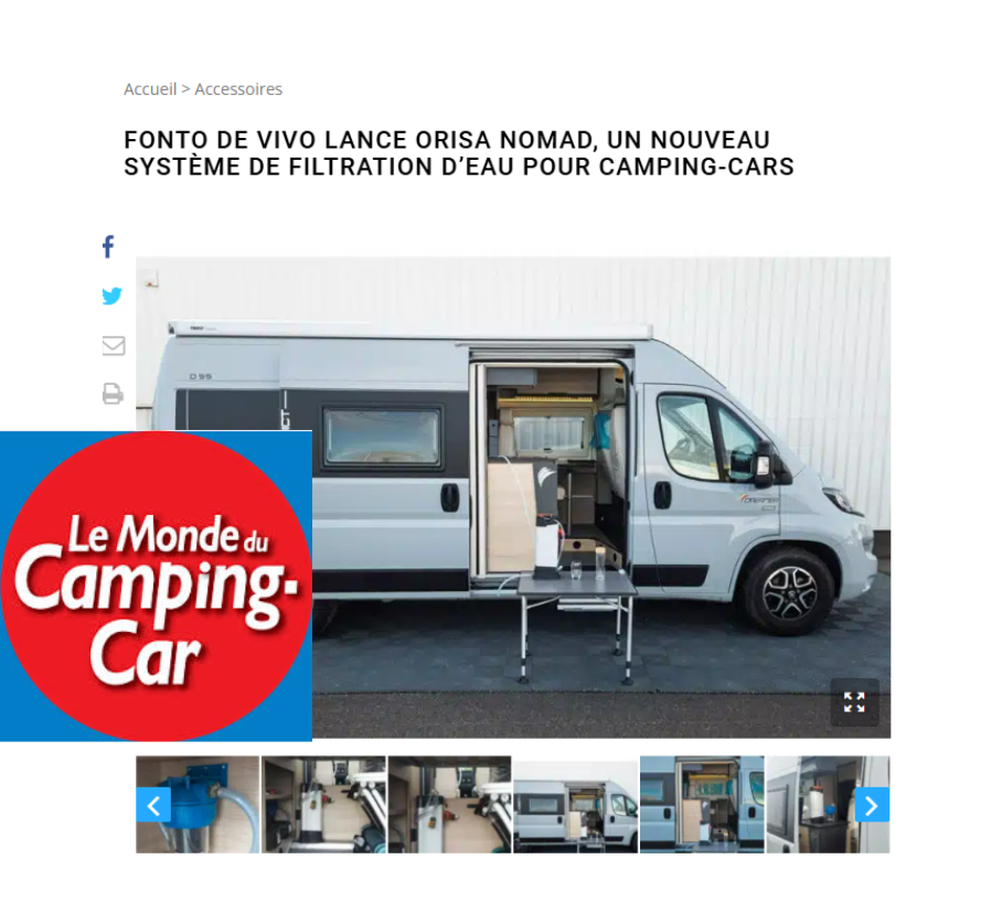 Article Le Monde du Camping Car Fonto de vivo lance ORISA Nomad, un nouveau système de filtration d'eau pour camping-cars